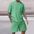 thumbnail image 1 of Weiqiqre Ensemble 2 Pcs pour Homme T-Shirt d'Été à Manches Courtes à Col Ras du Cou et Short de Survêtement Décontracté à Cordon, 1 of 6