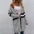thumbnail image 2 of Tawop Women's Cardigans Lightweight Cardigans for Women Autumn Striped Long Sleeve Knitted Long-Length Ladies Sweaters Gray L, 2 of 8