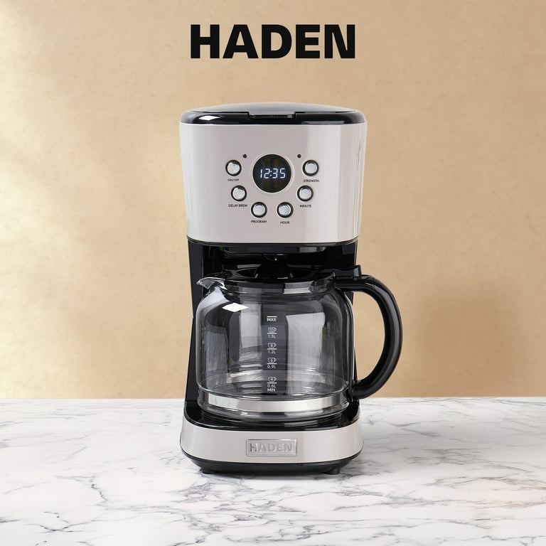 Haden Home Auto Coffee Maker, 12-Cup Programmable, Putty - 75028
