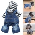 thumbnail image 2 of erfcxs Striped Denim Suspender Jumpsuit Pet Outfit With Adjustable Straps Cute Overall Style For Small To Medium Dogs Cats, 2 of 9