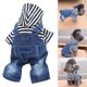 thumbnail image 2 of Traje de mezclilla a rayas con tirantes para mascotas con correas ajustables Lindo estilo de mono para perros pequeños y medianos Gatos, 2 of 8