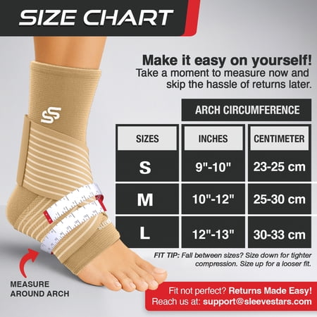 Sleeve Stars Ankle Brace for Sprained Ankle, Ankle Support for Women & Men, Single, Beige, Small