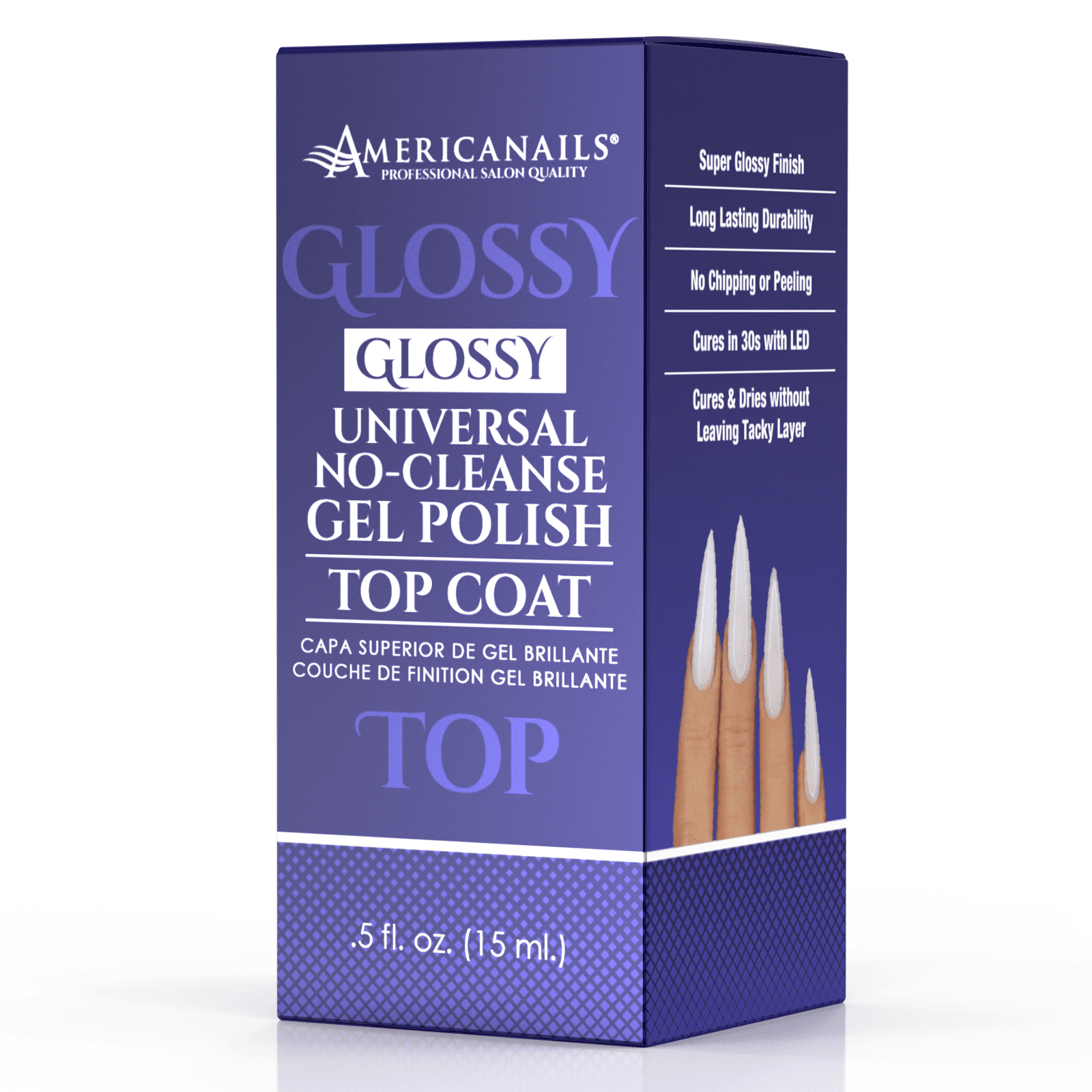 Americanails Gel Polish Top Coat - Original Dual Cure Formula, Long Lasting Glossy Finish (.5 oz)