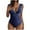 Navy, variant on Summer One Piece Swimsuit for Women Tummy Control with Chest Cushion No Underwire Full Coverage Deep V-Neck Swimwear Bikini for Women Beach Fashion