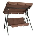 thumbnail image 1 of VINGLI 3-Person Porch Swing w/ Canopy Support 450 lbs w/ Cushions, Brown, 1 of 7