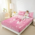 thumbnail image 5 of Feelyou Princess Bowknot Pink Twin Sheet Sets, Fashion Sequin Print Twin Fitted Sheet, Teens Kids Girls Women Flat Sheet, Super Cozy Room Decor, 3-Piece, 5 of 8