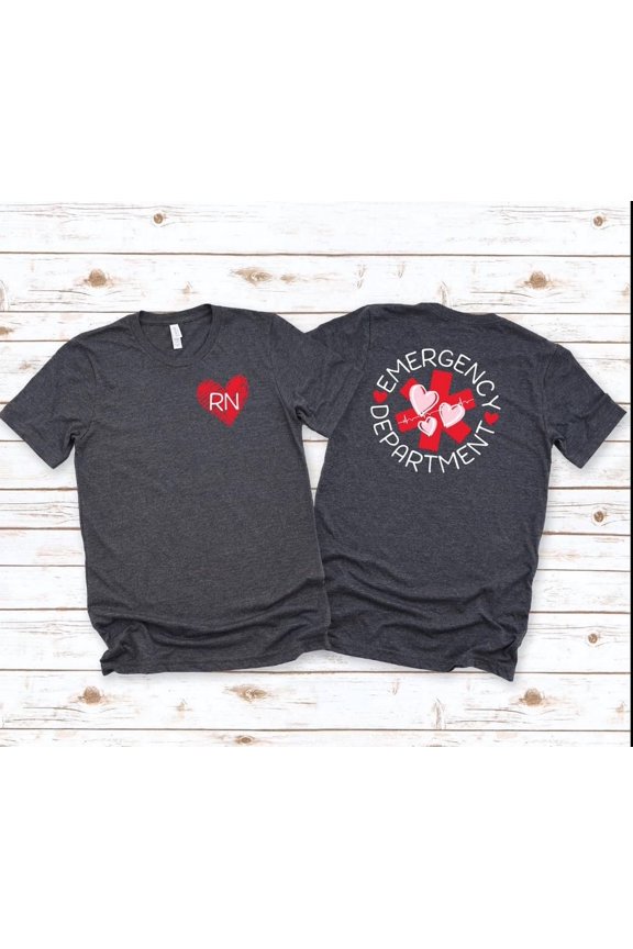 Valentine Heart Love Ekg Rn Registered Nursing Nurse Ert Emergency Room Department Tech Healthcare T-Shirt