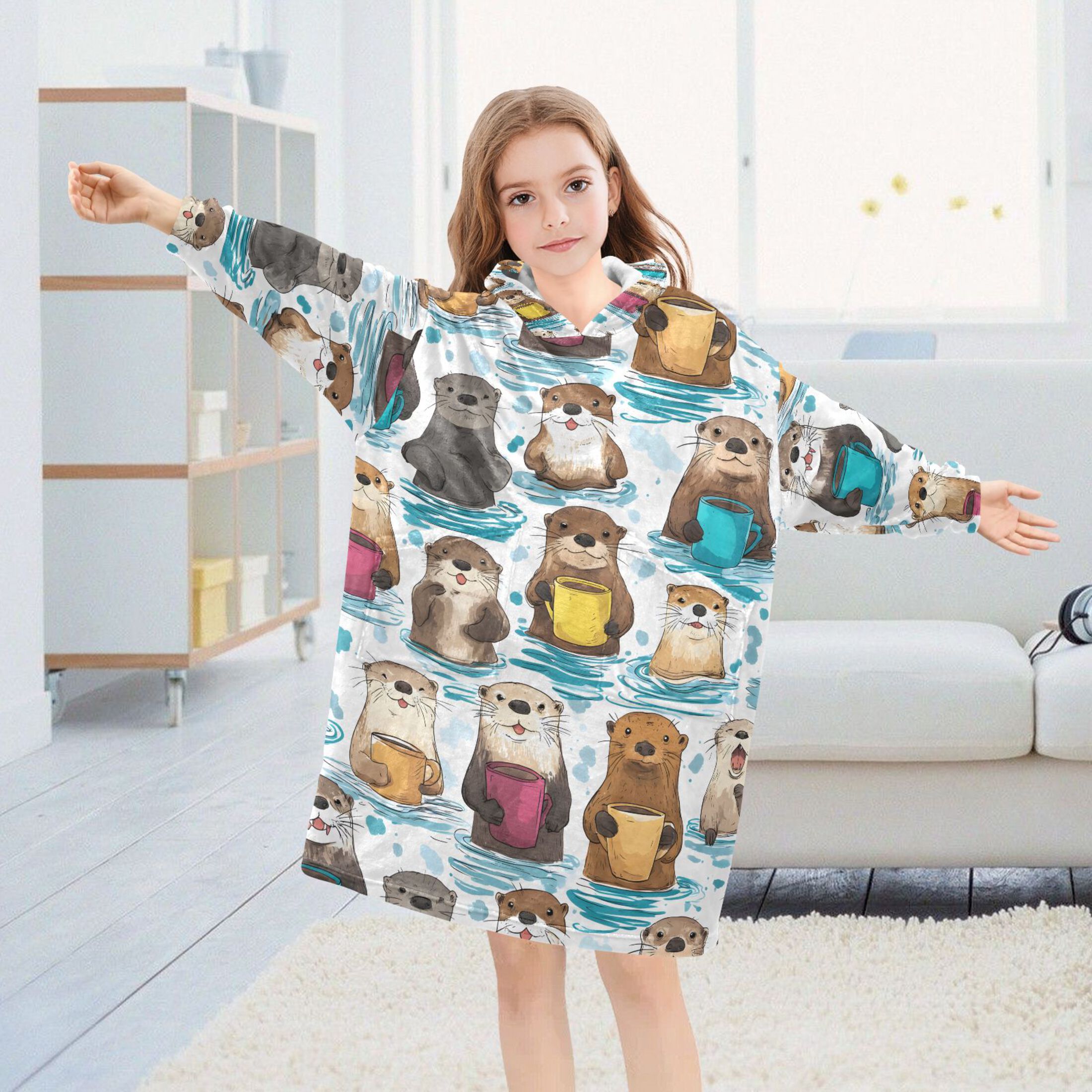 joogoo Blanket Hoodie for Guinea Pig in Water Oversize Sweatshirt 3-14 YR L