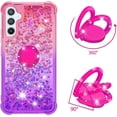 thumbnail image 3 of Clear Case for Samsung Galaxy A34 with Kickstand for Girls Women, Liquid Glitter Sparkle Bling Cute Case Gradient Quicksand Cover for Samsung Galaxy A34 JB Pink Mauve, 3 of 7