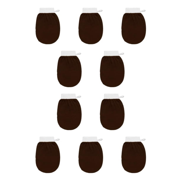 Seitruly Guante de baño para el hogar, guantes exfoliantes para el cuerpo, herramienta de masaje, herramientas de ducha, accesorios de baño, Café oscuro 10piezas