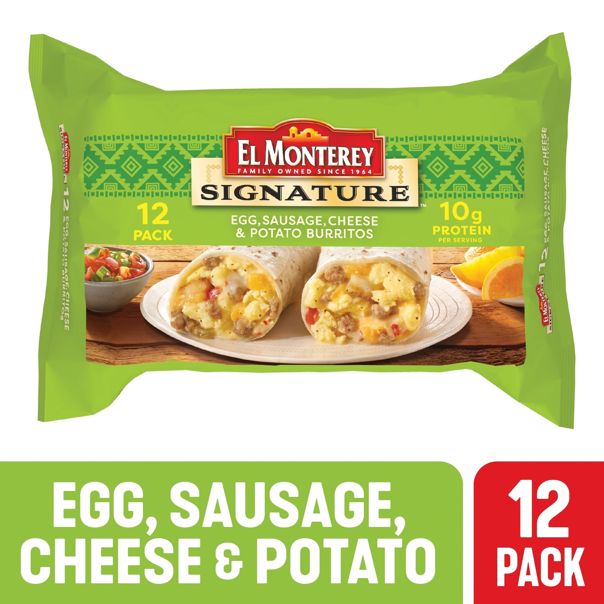 El Monterey Signature Egg, Sausage, Cheese & Potato Burritos, 54 oz, 12