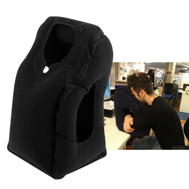 Dioche PVC Flocking Pillow, Ffice Rest Pillow, For Airplane Office Home Napping Travel Sleeping Camping