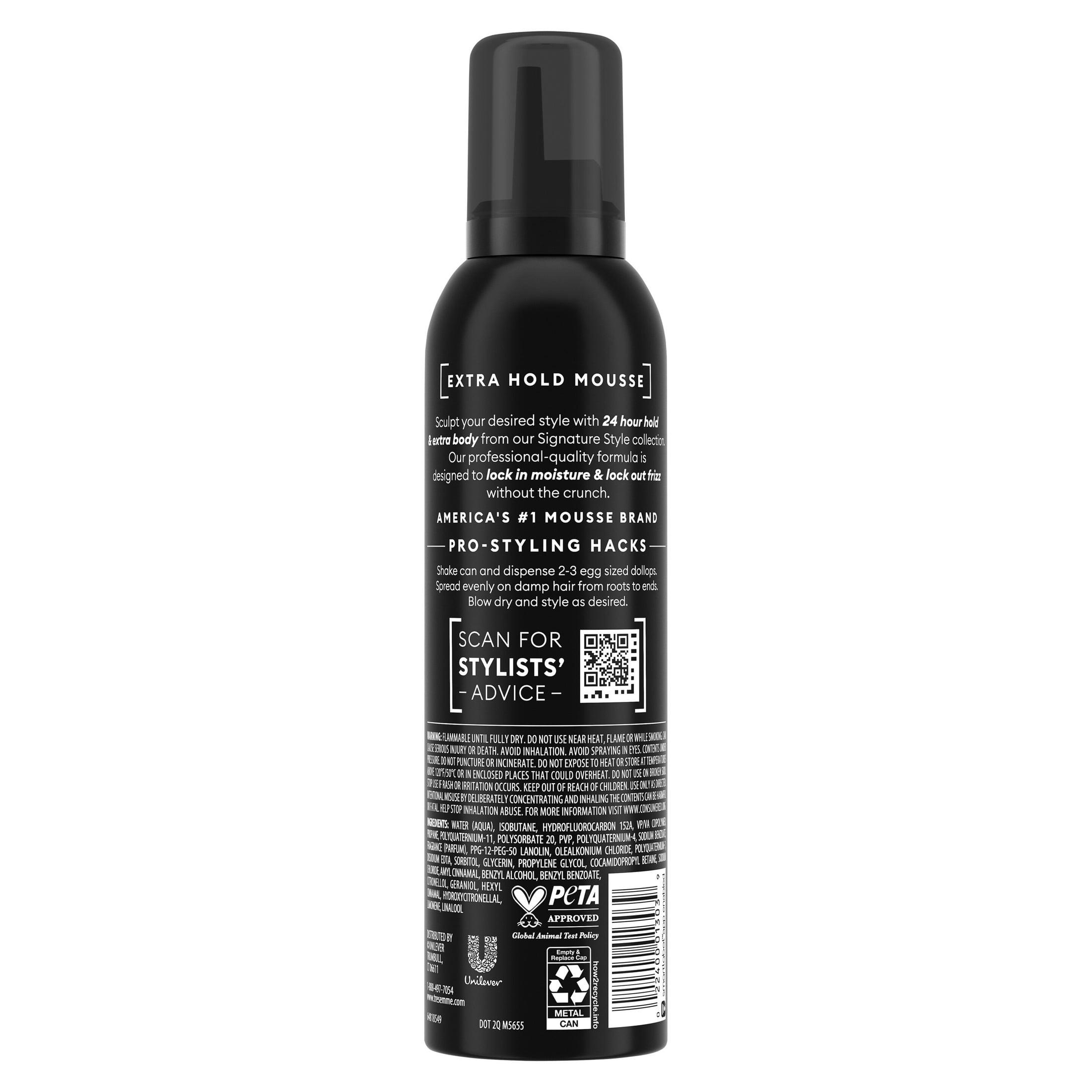 TRESemmé Mousse for 24H Touchable Hold & Volume Extra Hold With Pro Lock Tech, 6.5 oz