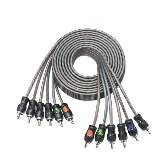 Recoil RCI612 100% Oxygen Free Copper 12ft 6-Channel RCA Audio Cable, Twisted Pair with Noise Reduction