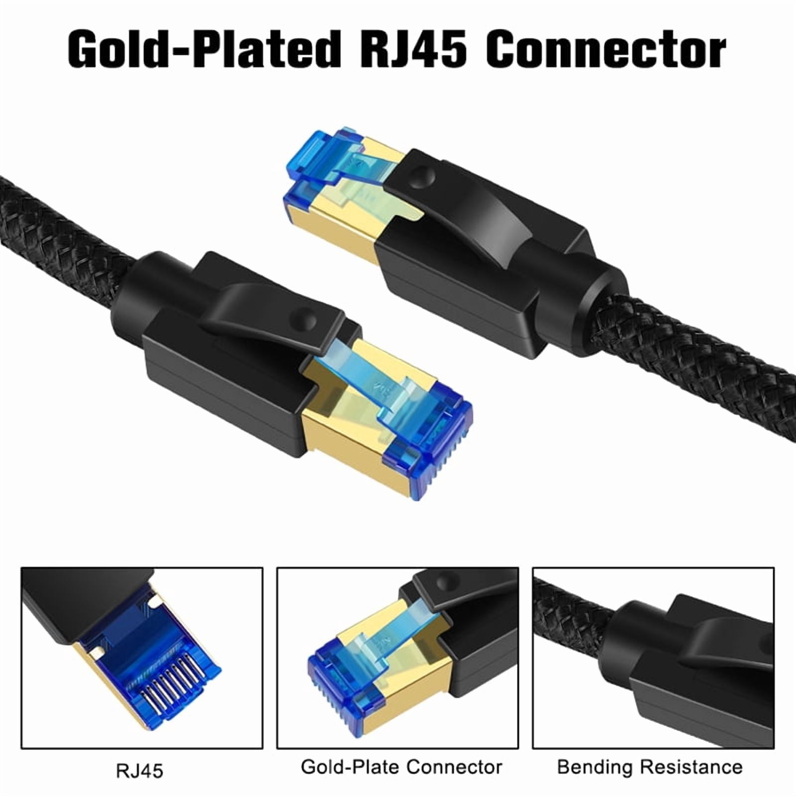Dutevolns Cat 8 Ethernet Cable 49.2 ft, High Speed Braided 40Gbps 2000Mhz Network Cord Cat8 RJ45 Shielded Indoor Heavy Duty LAN Cables Compatible for Gaming PC PS5  Modem Router