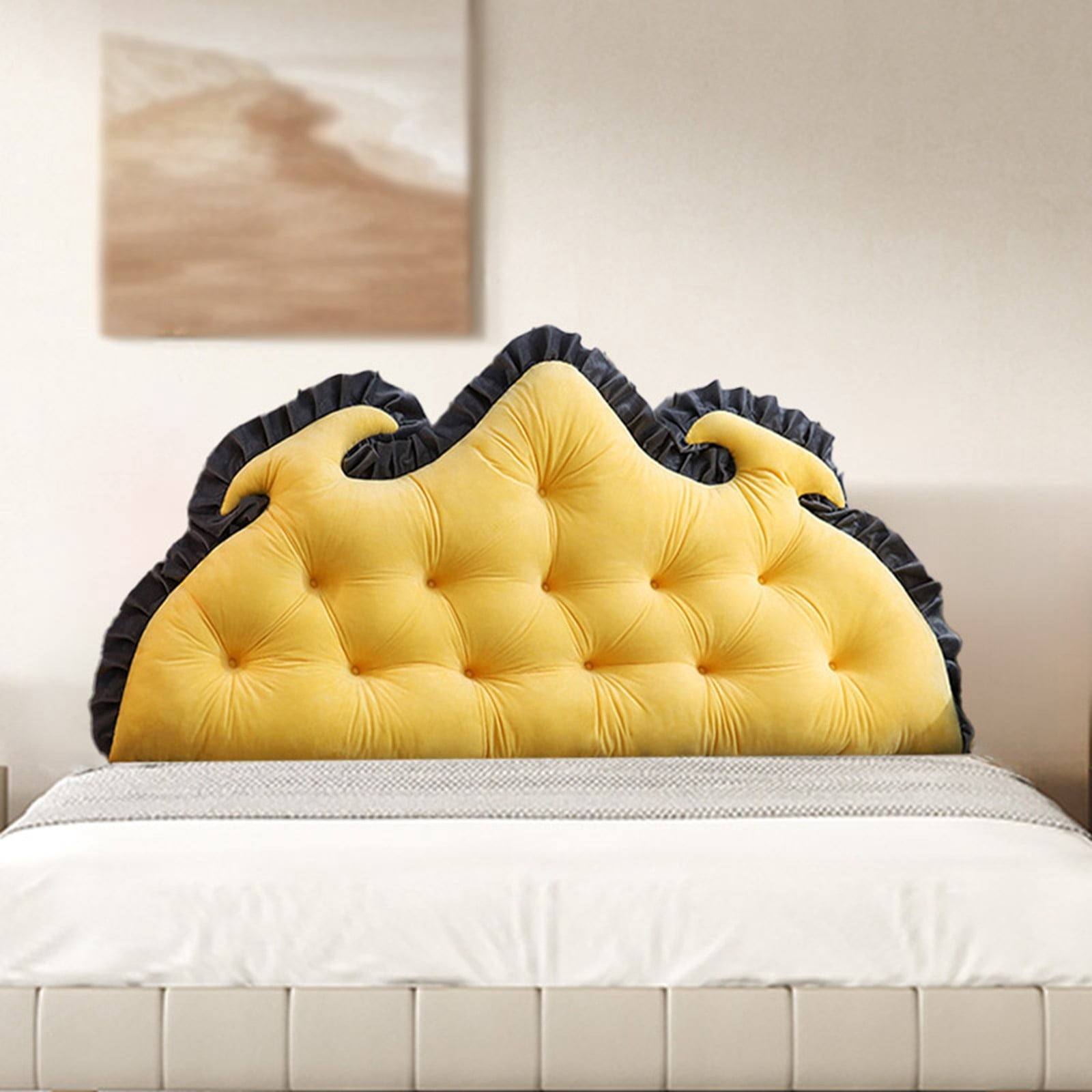Reading Wedge Pillow for Bed Princess Style, Large Velvet Headboard Back Pillow for Bed Backrest Bedside Cushion 47x21in, Adult Family Sofa Couch Support