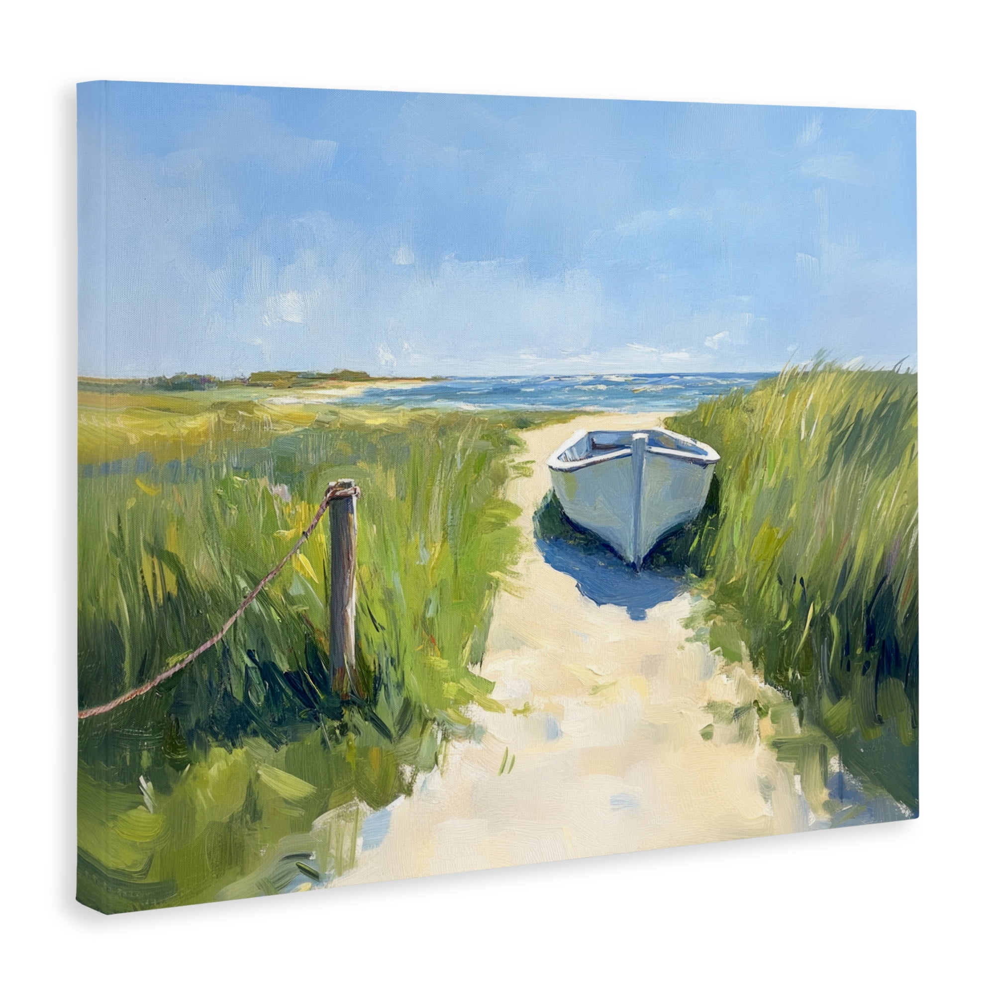 Stupell Industries Moored Boat on Path Canvas Wall Art, design by Sisi and Seb