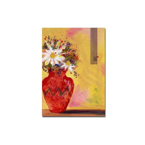 Trademark Art "Red Vase with Daisy" Canvas Art by Sheila Golden