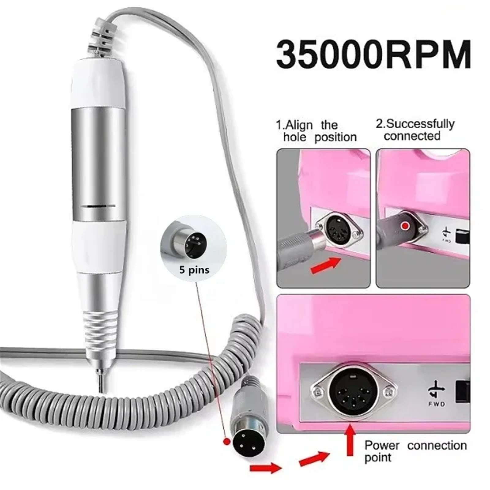 Nail Drill Replacement Handle Manicure Tool Replacement Handle for Electric Nail Drill Machine Nail Polisher Grinder Handpiece