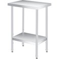 thumbnail image 1 of YUSAZENS 201 Stainless Steel Double Layer Storage Table, Mobile Workbench Tool Cart 12*24"+legs, 1 of 7