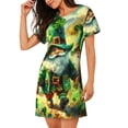 thumbnail image 2 of Easygdp st. patrick’s day gnomes Camisón de manga corta para mujer, informal, estampado, 2 of 6