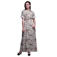 thumbnail image 1 of Bimba Rayon Dry Leaves & American Goldfinch Bird Smocked Waist Printed Gown Maxi Side Slit LadiesÂ&nbsp;Dress-XXX-Large, 1 of 6