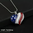thumbnail image 2 of 1 piece American Labor Day American Flag Blue and Red Crystal Rhinestone Heart Patriotic July 4 Independence Day Pendant Necklace,Silver, 2 of 9