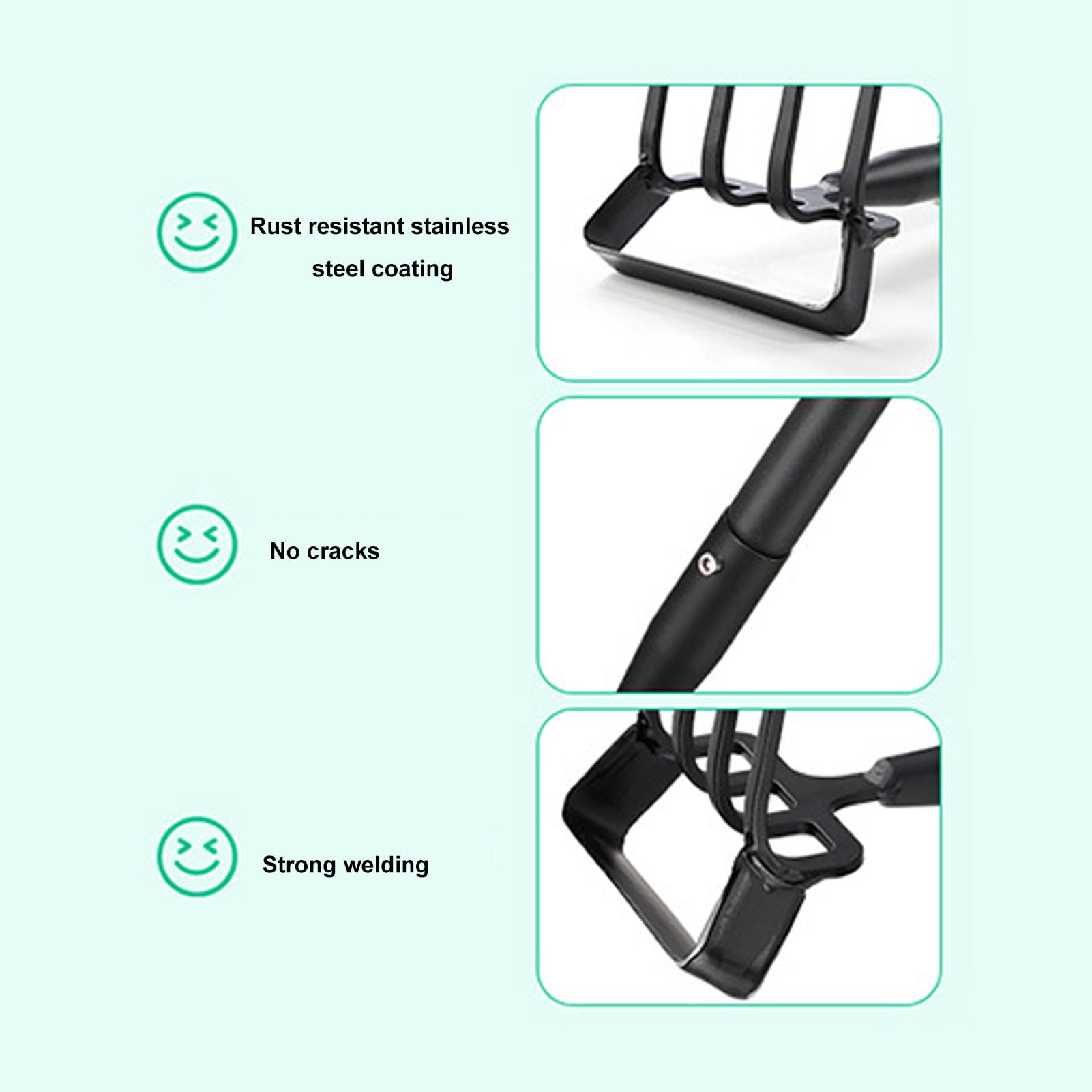 Rupoun Professional Weeding Rake with 3-Section Adjustable Stainless Steel Handle, Ergonomic Hand Rake Garden Tool for Cultivating and Loosening Soil (54 inches / 137 cm)