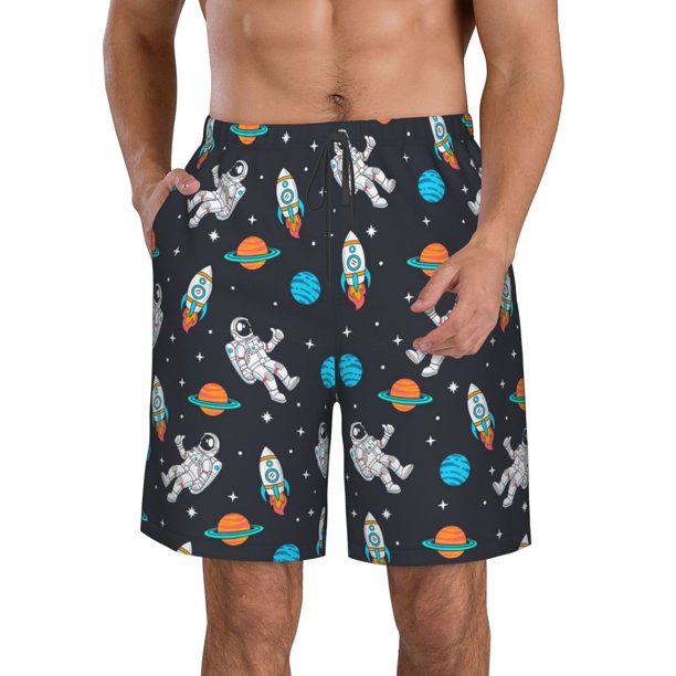 Fotbe Space Trajes de Baño Estampados para Hombre, Shorts de Verano de Secado Rápido, Ropa de Playa, Bañadores-XX-Large