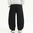 thumbnail image 5 of HOWPAY Baggy Sweatpants Boys Open Bottom Wide Leg Elastic Waist Drawstring Lounge Pants with Pockets Solid Color Athletic Sweat Pants Black, 5 of 5