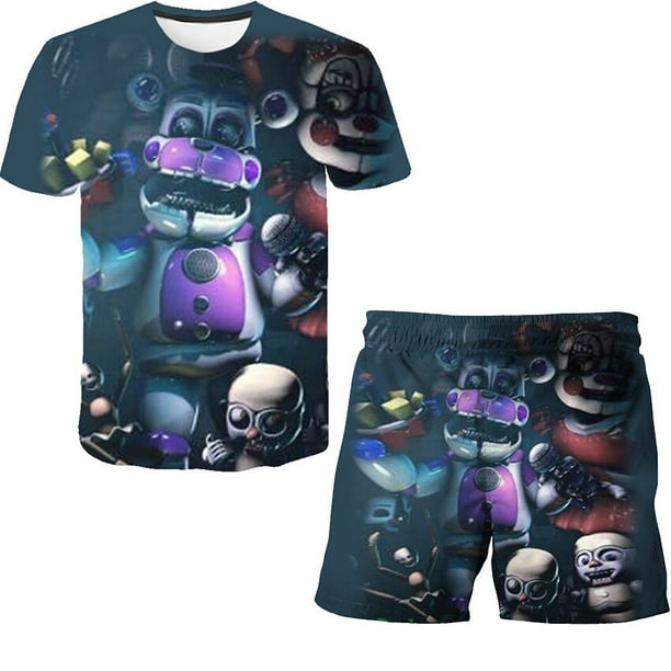 Moda niño niña cinco noches en Freddy conjuntos de ropa bebé niños niñas juego terrorista camisetas pantalones cortos 2 uds traje Outfits4T Gao Jinjia LED