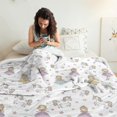 thumbnail image 3 of Princess and Unicorn White Pattern Soft Sherpa Fleece Throw Blanket, Warm Cozy Plush Blanket for Sofa Bed Couch, All Season, 60"x80", 3 of 5