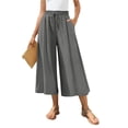 thumbnail image 2 of Stralyhd Wide Leg Capris Pants Woman Comfy High Waisted Casual 3/4 Linen Pants Fashion Vacation Trousers 2026 Summer Pants with Pockets Gray XXL, 2 of 5