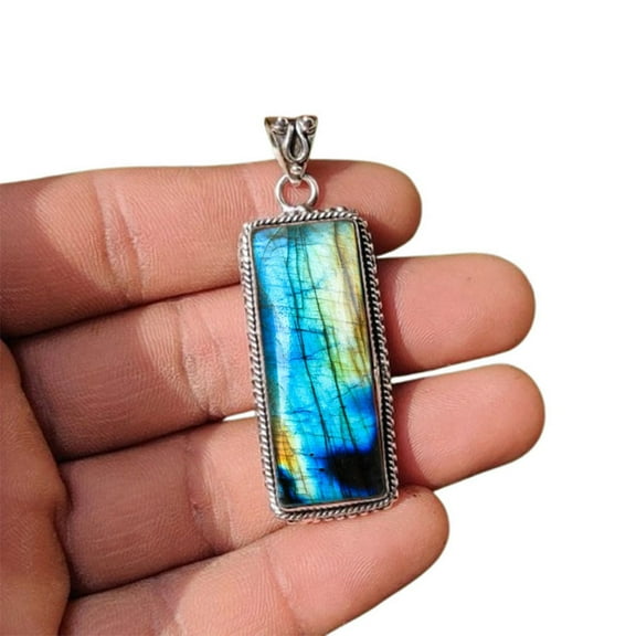 Blue Labradorite Necklace, Handmade Pendants, 925 Sterling Silver, Unique Necklace For Women, August Birthstone Pendant, Natural Stone Pendant, Thanksgiving Gift For Mom