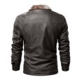 thumbnail image 5 of Herrnalise Men's Fashion Autumn And Winter Fleece Leather Jacket Casual Top Coat Coffee, 5 of 5