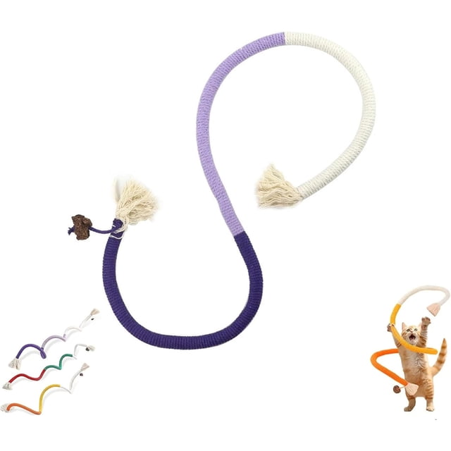 Catnip Chew Rope Toy, Safe Tooth Cleaner for Indoor Cats, 27.56 inches Cat Chew Rope for Indoors Pet (Purple)