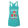 thumbnail image 2 of Michael Scott The Name is Bond Santa Bond Ugly Christmas Sweater Tri-Blend Racerback Tank Top, Tahiti Blue, Medium, 2 of 3