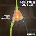 thumbnail image 4 of Iron Forge Cable 10 Foot Lighted Outdoor Extension Cord with 3 Outlets - 12/3 SJTW Heavy Duty Light Green Extension Cable 3 Prong - Multiple Outlets, 4 of 7
