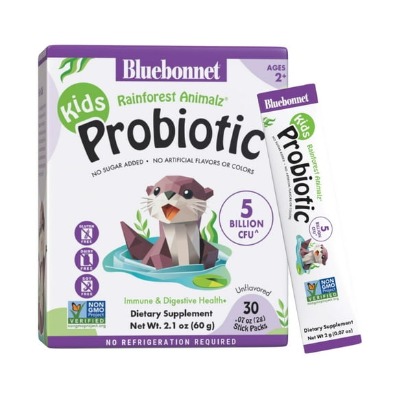 Bluebonnet Rainforest Animalz Kids Probiotic 5 Billion CFU^ Gut Health & Immunity* 30 Days