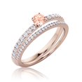 thumbnail image 3 of Dazzling Art Deco 1.25 Carat Round Cut Morganite And Diamond Moissanite Engagement Ring, Wedding Ring, One Matching Band In 925 Sterling Silver With 18K Rose Gold Plating Gift For Girlfriend, 3 of 3