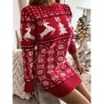 thumbnail image 4 of CEHVOM Robe Chandail de Noël pour Femme à Col Rond avec Orignal, Décontractée, en Tricot, Ample, à Manches Longues, 4 of 7