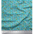 thumbnail image 1 of Soimoi Blue Rayon Fabric Leaves,Insect & Floral Artistic Decor Fabric Printed BTY 56 Inch Wide, 1 of 3