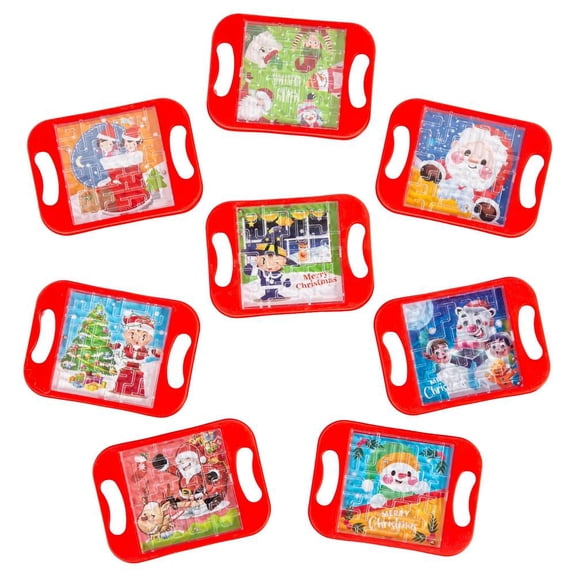 Christmas Marble Maze Plastic Puzzles with Handles – 8 pc