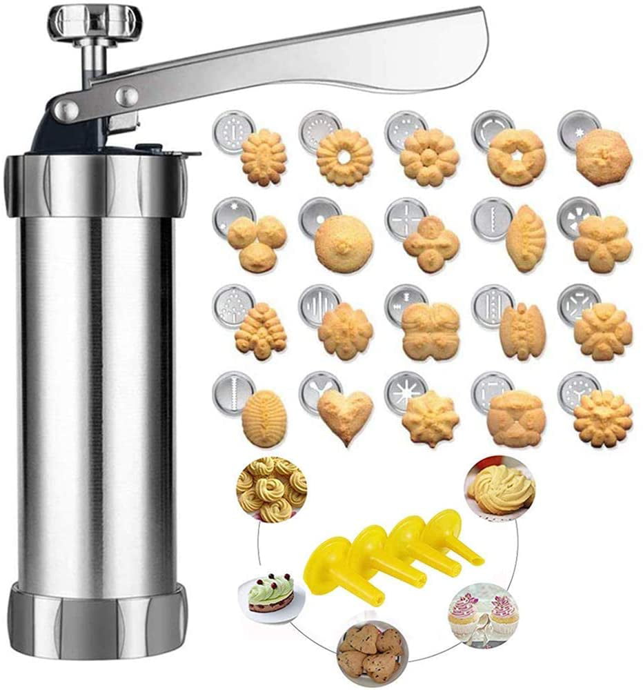 Szaerfa Cookie Press Making Machine Kit pour DIY Biscuit Maker Set avec 20 disques à Biscuits 4 Buses Cuisson décoration Accessoires Outils 