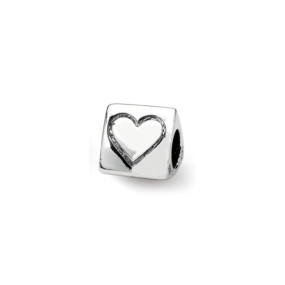 925 Sterling Silver Polished Antique finish Reflections Peace Smiley Face and Heart Trilogy Bead Charm 925 Sterling Silver Polished Antique finish Reflections Peace Smiley Face and Heart Trilogy Bead Charm