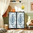 thumbnail image 6 of 4 Drawer Vertical Storage Dresser Hand drawn anchors compass for textiles prints with Wood Top Fabric Pull Drawers, 6 of 8
