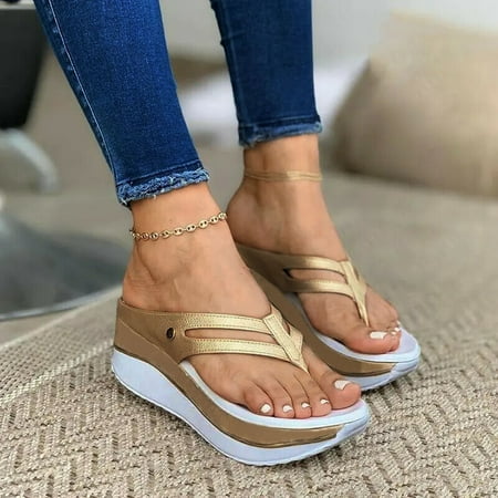 

YTJX Women s Fashion Summer Slope Heel Platform Flip Flops Hollow Flip Flops