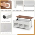 thumbnail image 4 of Giantex Lift Top Coffee Table, with Hidden Storage Compartment & 3 Open Shelves, Rectangular Cocktail Tea Table w/Solid Wood Legs for Living Room Reception Room, White, 4 of 5