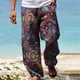 thumbnail image 2 of Pantalones casuales de playa Cagnkofi para hombre, pantalones holgados rectos con cordón y estampados, pantalones de verano, 2 of 5