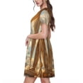 thumbnail image 2 of Honeii Golden Drapes Pillars Clouds Print Women’s Short Sleeve Dress, Comfortable Casual Dress, Soft Polyester Spandex Blend, Stylish Everyday Wear for Summer, Perfect for Travel and Vacation, 2 of 6